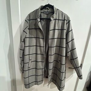 Windowpane Check Gray Women’s Coat - Unbranded